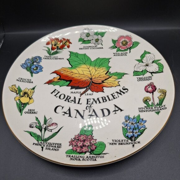Royal Winton Other - Floral Emblems Of Canada  Plate By Royal Winton England  Maple Leaf  Flowers